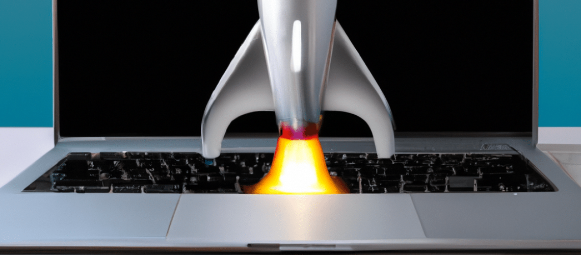 macbook and a rocket startup Elasticbrains